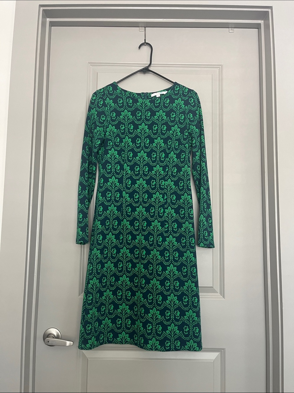 Boden Green Patterned Long-Sleeve Dress Lined